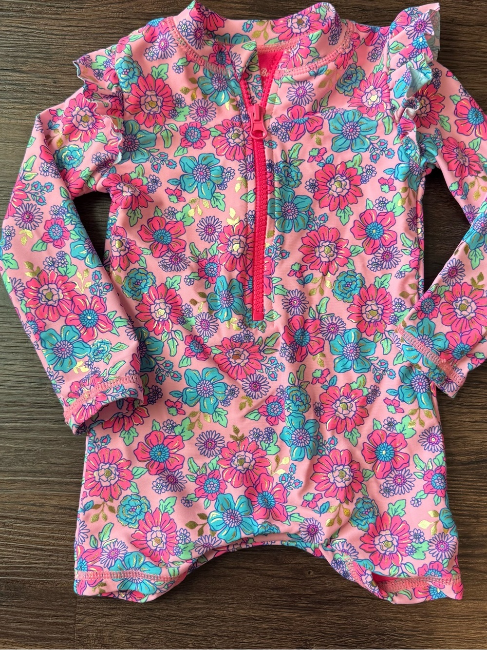Tommy Bahama Rash Guard Swim Suit Long Sleeve Infant 18M Zip Pink Bathing Suit